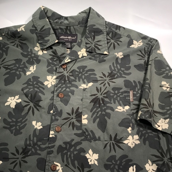 Eddie Bauer Hawaiian aloha flower button up shirt - Picture 7 of 8